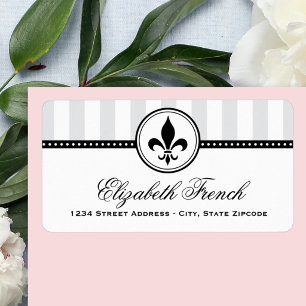 Vintage Gray French Fleur De Lis Address Label