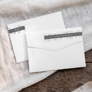 Vintage Gray French Floral Wedding Return Address Wrap Around Label