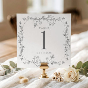 Vintage Gray French Floral Wedding Table Numbers