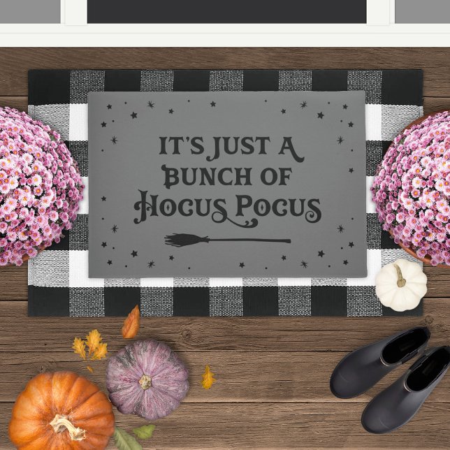 Vintage Gray Hocus Pocus Witch Broom Halloween Doormat (Creator Uploaded)