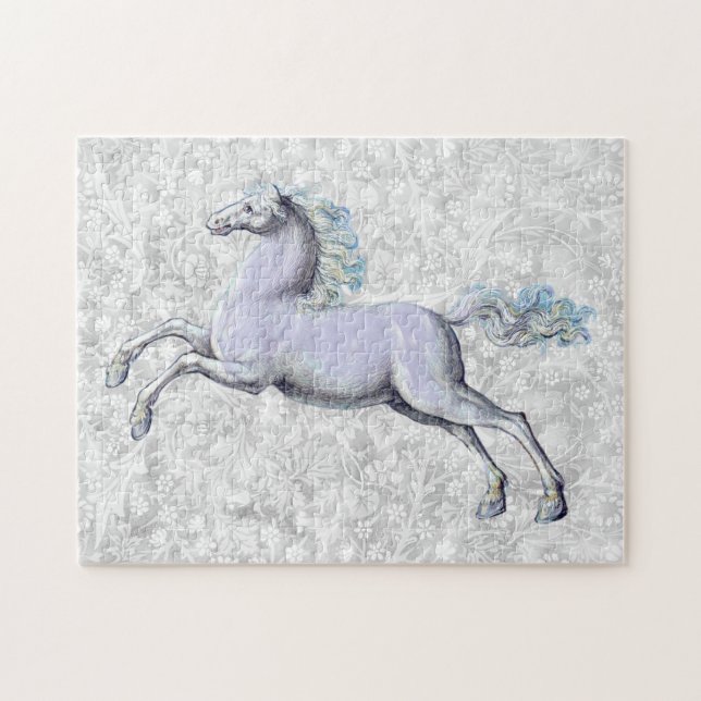 Vintage Gray Horse on Gray Pattern Puzzle (Horizontal)