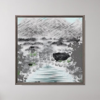 vintage gray landscape canvas print