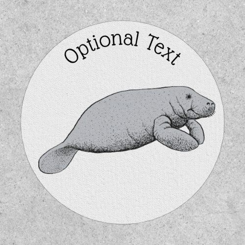 Vintage Gray Manatee Drawing Patch