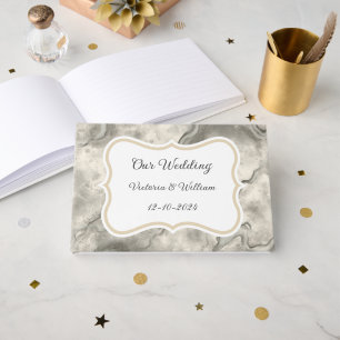 Vintage Gray Marble Wedding Guest Book Gift