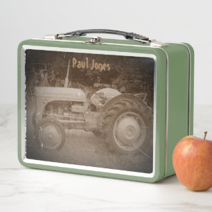Vintage Gray massey fergison tractor Metal Lunch B Box