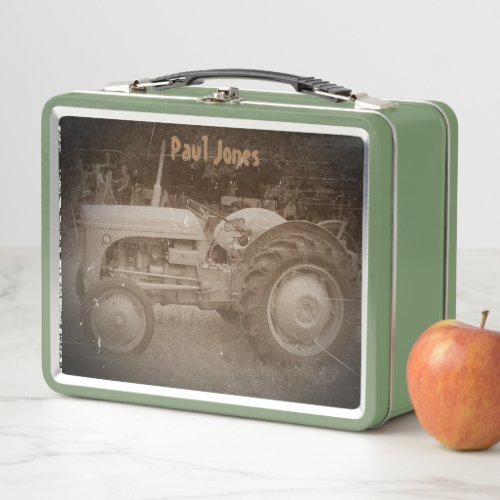 Vintage Gray massey fergison tractor Metal Lunch B Metal Lunch Box