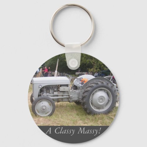 Vintage  Gray massey fergison tractor photo Keychain