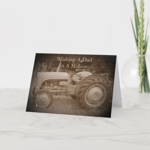 Vintage Gray massey fergison tractor photo sepia Card