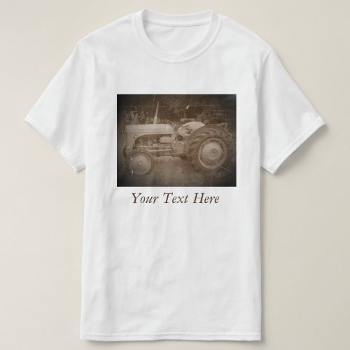 Vintage Gray massey fergison tractor photo sepia T_Shirt