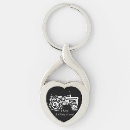 vintage Gray massey fergison tractor photo Trucker Keychain