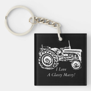 vintage Gray massey fergison tractor Trucker Keychain