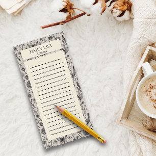 Vintage Gray Plants Custom Function/Purpose & Name Magnetic Notepad