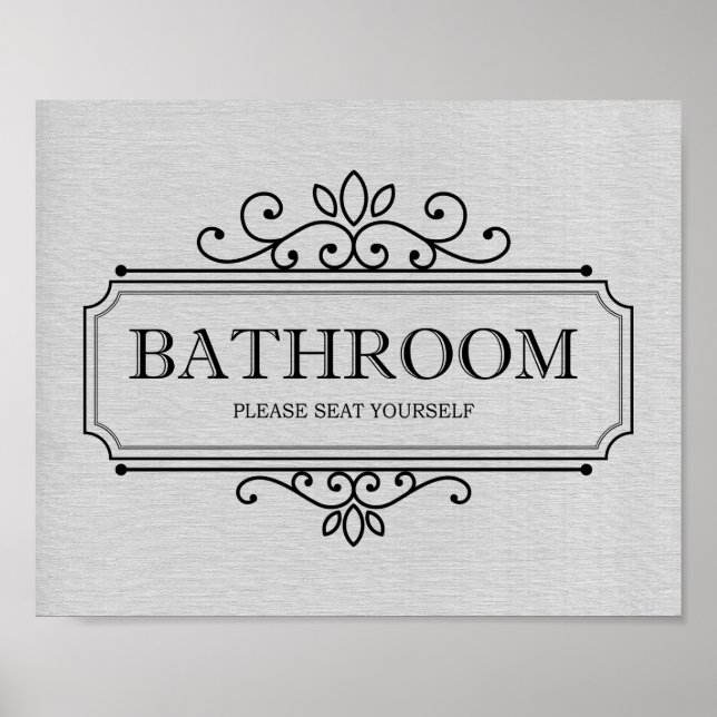 Vintage Gray Please Seat Yourself Funny Bathroom Poster (Front)