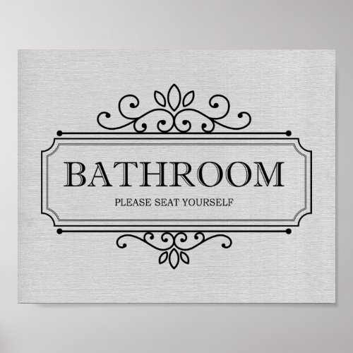 Vintage Gray Please Seat Yourself Funny Bathroom Poster