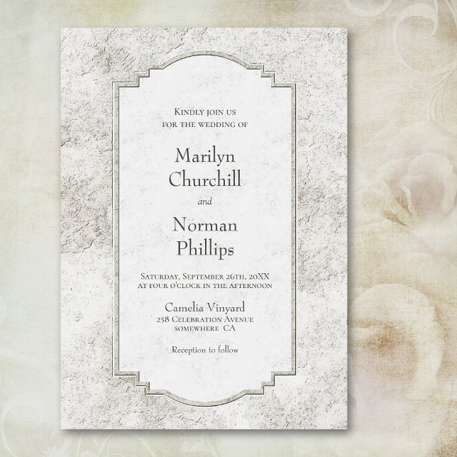 Vintage Gray Stone Wedding Invitation (Creator Uploaded)
