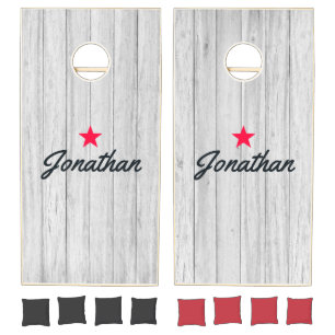 Vintage Gray Wood Boards Vintage Star Signature Cornhole Set
