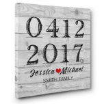 Vintage Gray Wood Memorable Date Canvas Sign<br><div class="desc">This unique canvas design is printed on Artist Matte Canvas and hand stretched on a 3/4? wooden frame by our very own Paper Blast Team.

Canvas wall art comes ready to hang with a saw tooth hanger. It will make a great Wedding or Anniversary gift!</div>