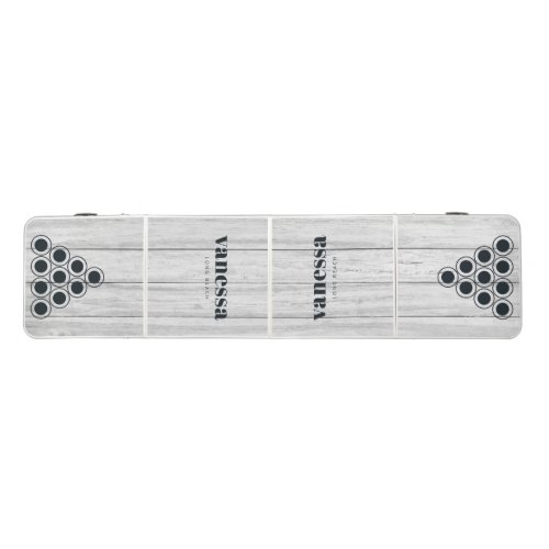 Vintage Gray Wood Minimal Modern Classic Name Beer Pong Table