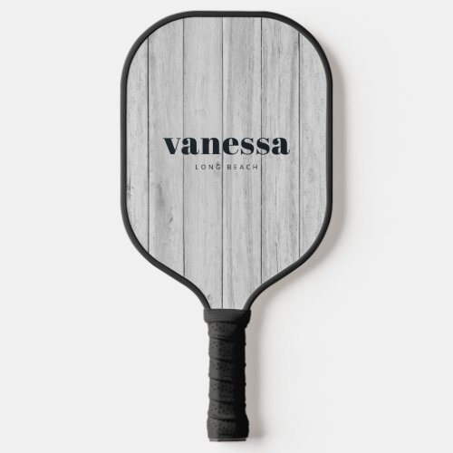 Vintage Gray Wood Minimal Modern Classic Name Pickleball Paddle