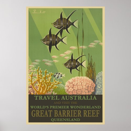 Vintage Great Barrier Reef Travel  Poster