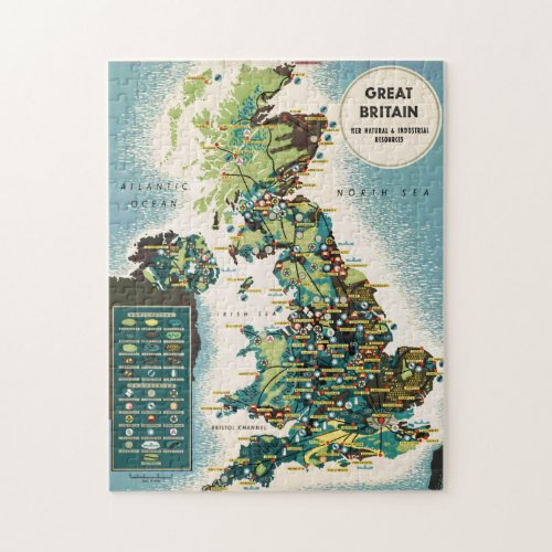 Vintage Great Britain Resources Map Jigsaw Puzzle