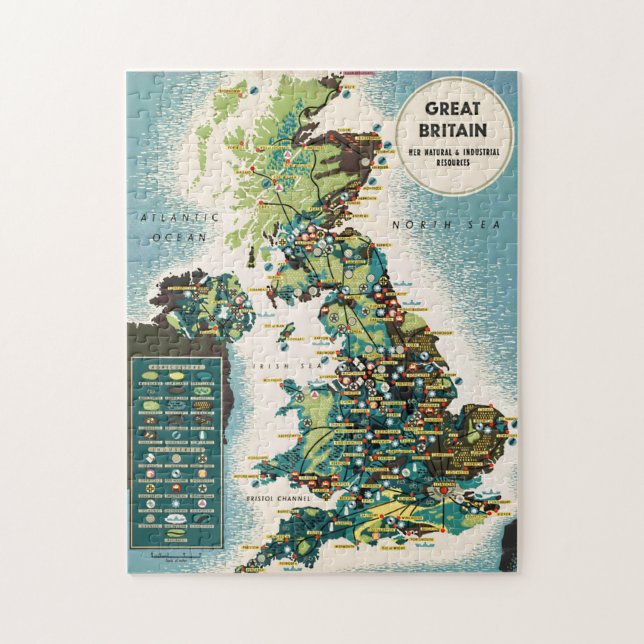 Vintage Great Britain Resources Map Jigsaw Puzzle (Vertical)