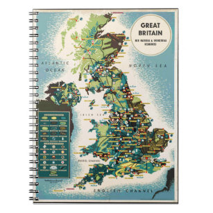 Vintage Great Britain Resources Map Notebook