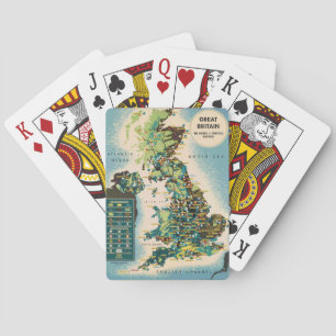 Vintage Great Britain Resources Map Poker Cards