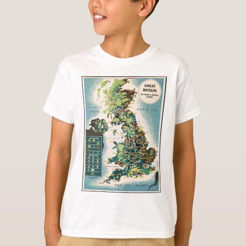 Vintage Great Britain Resources Map T_Shirt