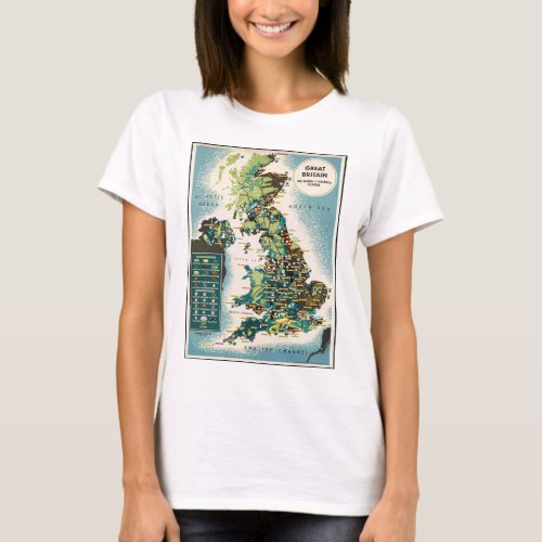 Vintage Great Britain Resources Map T_Shirt