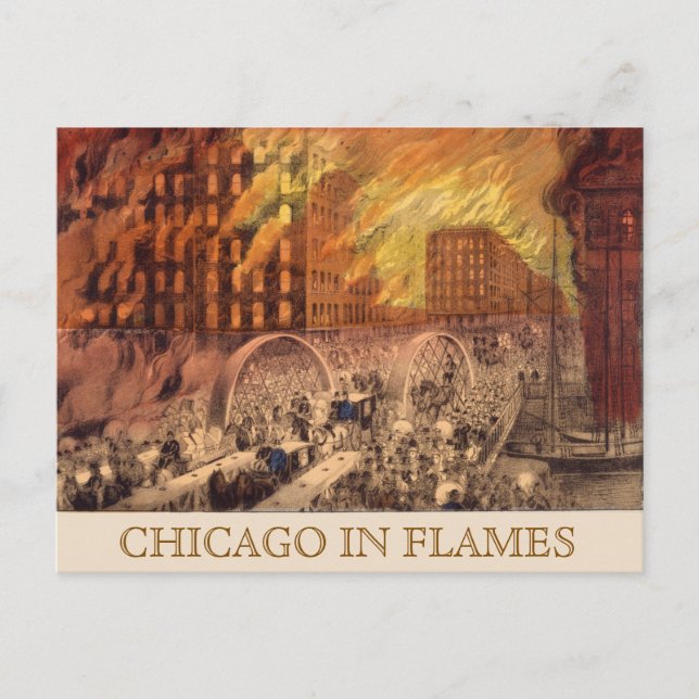 Vintage Great Chicago Illinois Fire Postcard (Front)