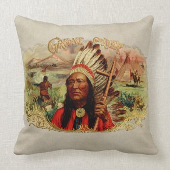 Vintage Great Chief Throw Pillow by BluePress at Zazzle