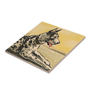 Vintage Great Dane Art Ceramic Tile