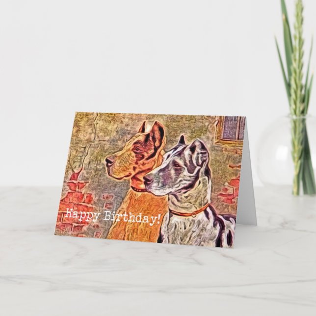 Vintage Great Dane, Happy Birthday Card (Front)