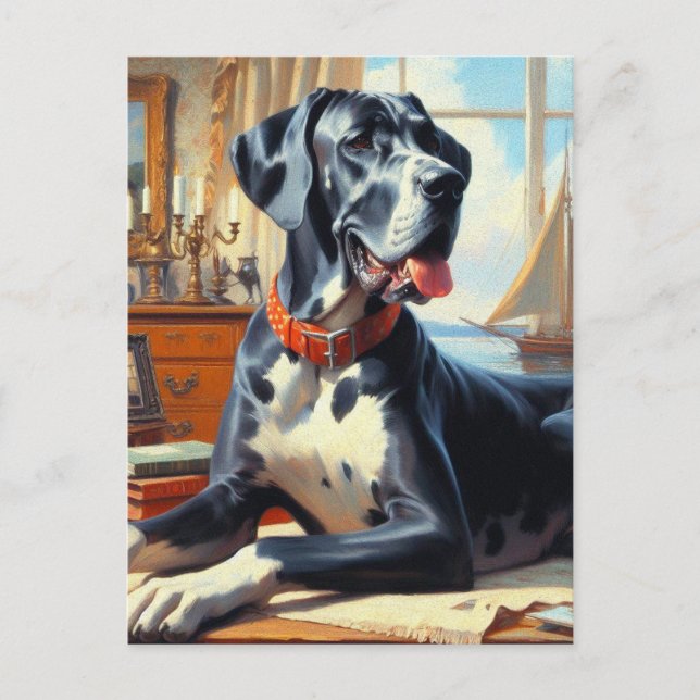 Vintage Great Dane Painting Postcard (Front)
