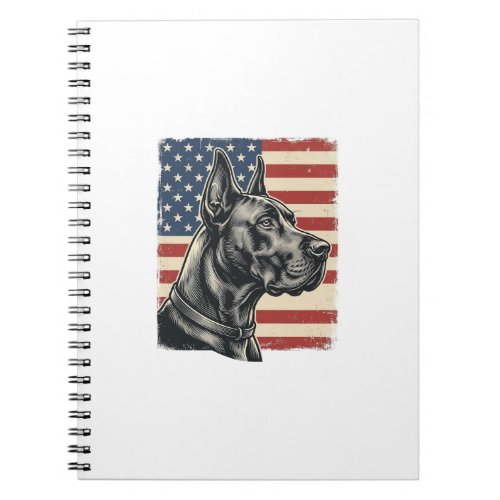 Vintage Great Dane Patriotic Flag Vector Design_1 Notebook