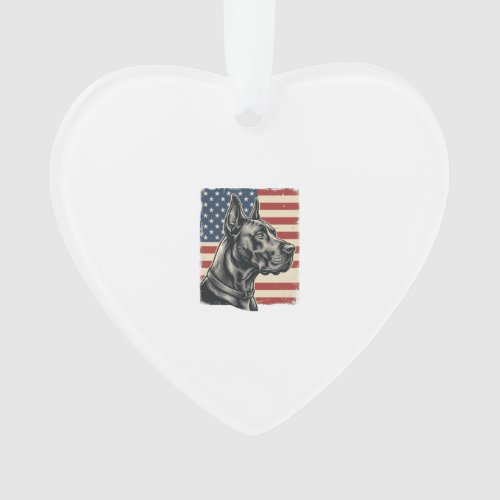 Vintage Great Dane Patriotic Flag Vector Design_1 Ornament