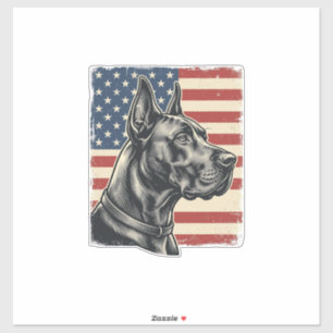Vintage Great Dane Patriotic Flag Vector Design_1 Sticker