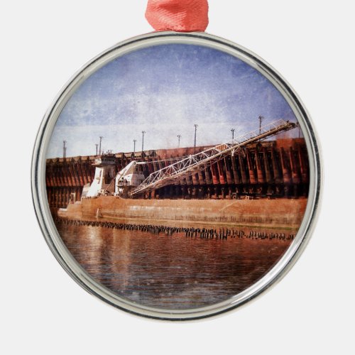 Vintage Great Lakes Freighter Metal Ornament