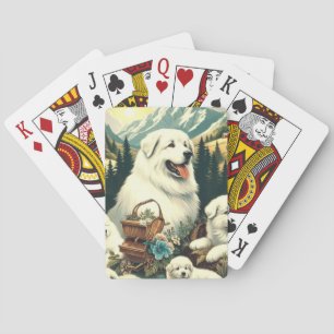 Vintage Great Pyrenees Dog Illustration Poker Cards