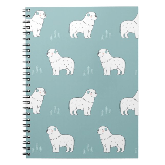 vintage Great Pyrenees dog illustration seamless r Notebook (Front)