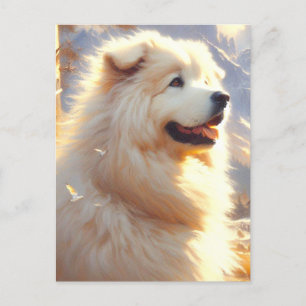 Vintage Great Pyrenees Dog Painting Postcard