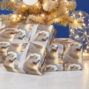 Vintage Great Pyrenees Dog Painting Wrapping Paper