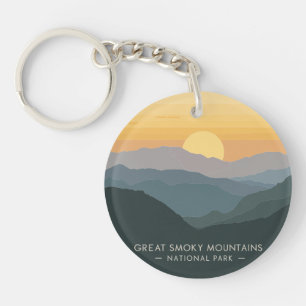 Vintage Great Smoky Mountains Sunset Keychain