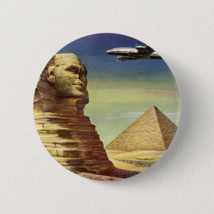 Vintage Great Sphinx of Giza, Pyramids of Egypt Pinback Button