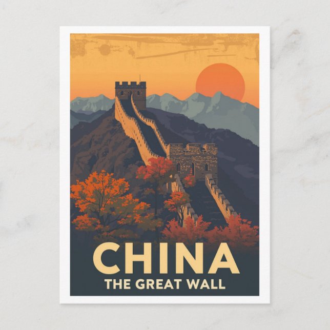 Vintage Great Wall of China Postcard (Front)
