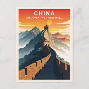 Vintage Great Wall of China Travel Postcard