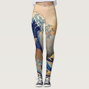 Vintage  Great Wave  Hokusai 葛飾北斎の神奈川沖浪 Leggings by The_Masters at Zazzle