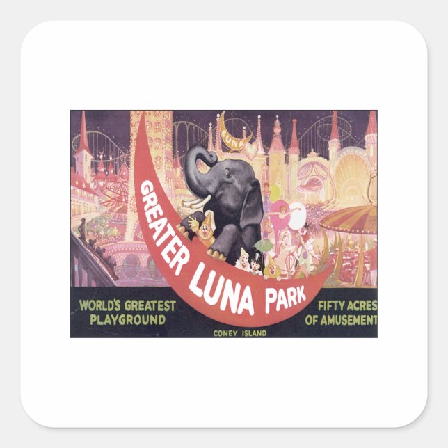 Vintage Greater Luna Park Square Sticker (Front)