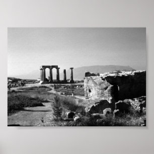 Vintage Greece Ancient Corinth Apollo temple Poster